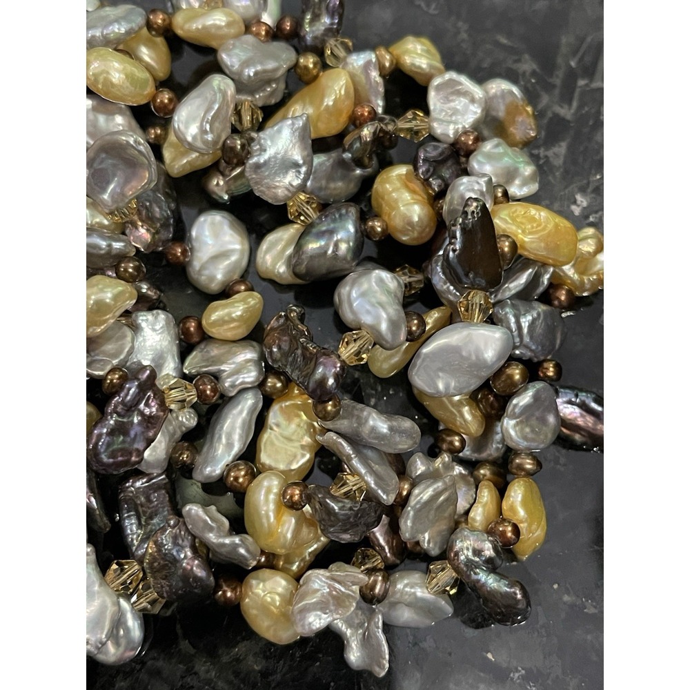 Lucas Lameth LUC 925 Baroque Freshwater Pearl 2 Strand Statement Necklace - Picture 4 of 16